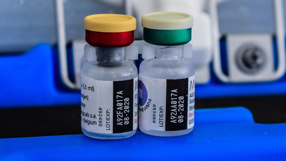 Vials of the malaria vaccine